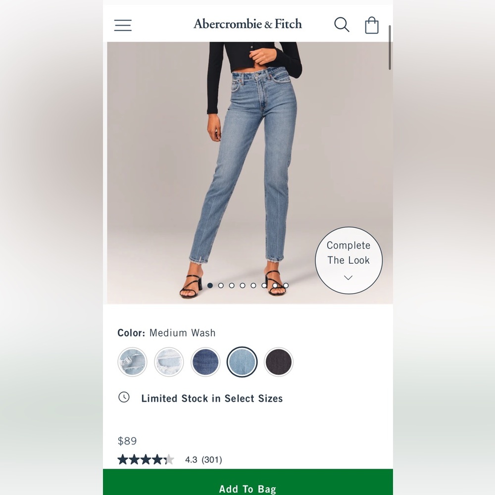 Abercrombie And Fitch High rise  mom jeans 28/6 curve love